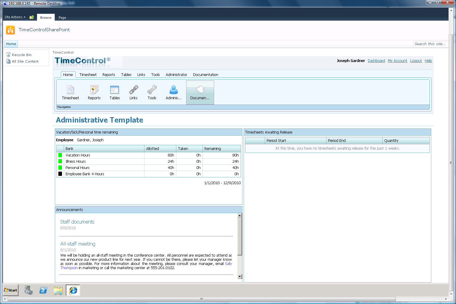 TimeControl Timesheet with Sharepoint and Microsoft Project